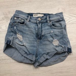 Garage ripped light blue denim shorts